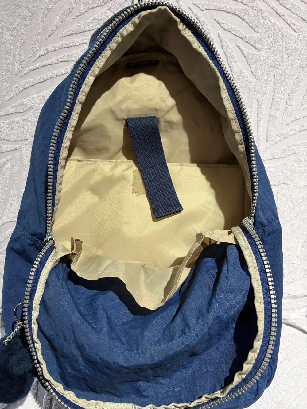 Kipling Navy Blue Nylon Backpack with Monkey Charm